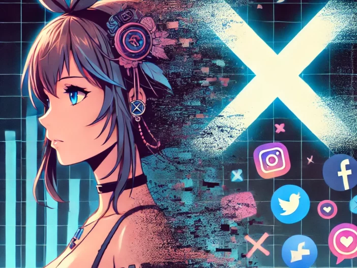 Social Media logos and anime caracter